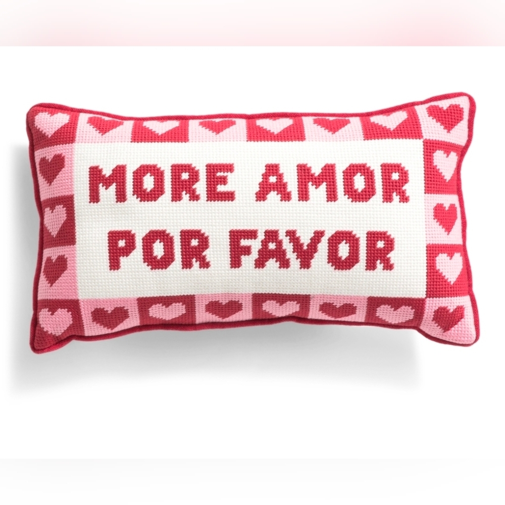 ❤️🔹️Bouffants & Broken Hearts 🔹️Heartfelt More Amor Needlepoint Accent Pillow